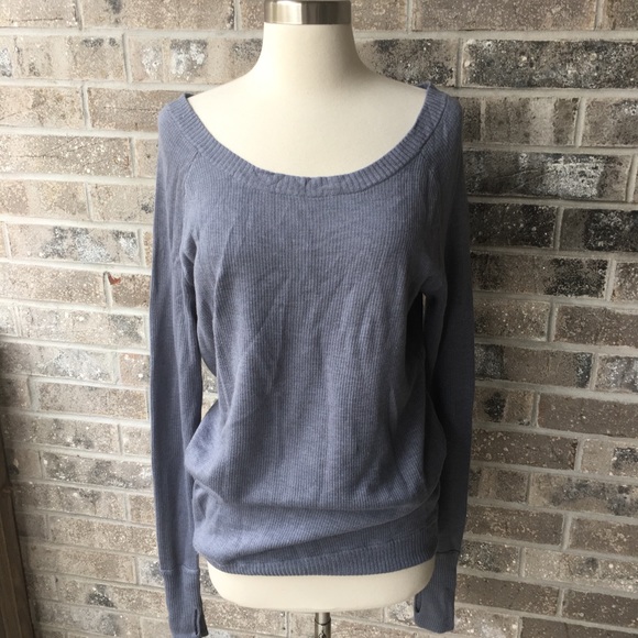 LULULEMON Knit Scoop Neck Sweater Grey Blue Long - Picture 1 of 4